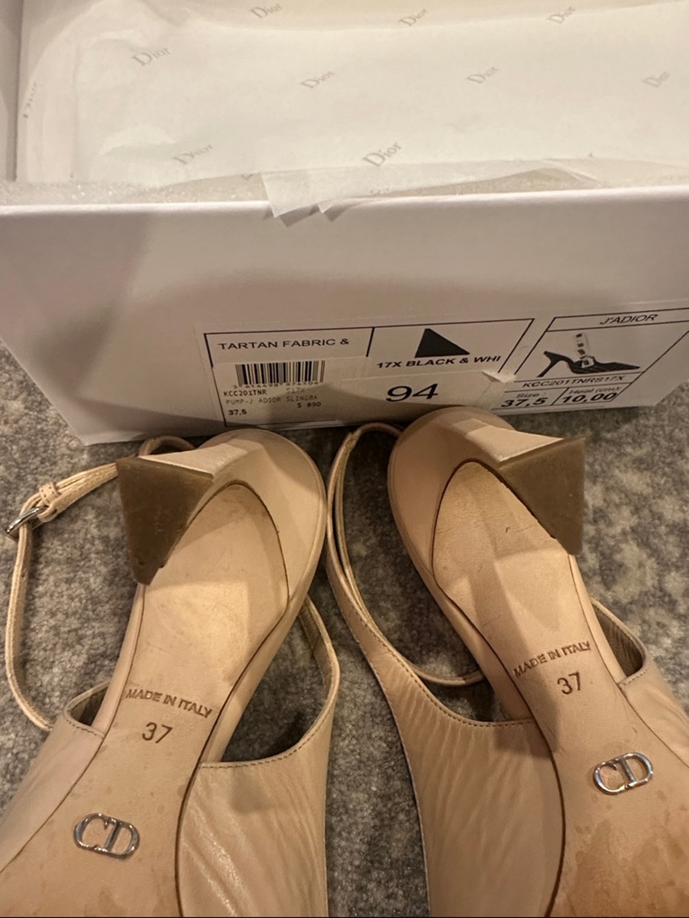 Dior Beige Pointed-Toe Ankle-Strap Pumps SIZE 37 - Picture 16 of 16